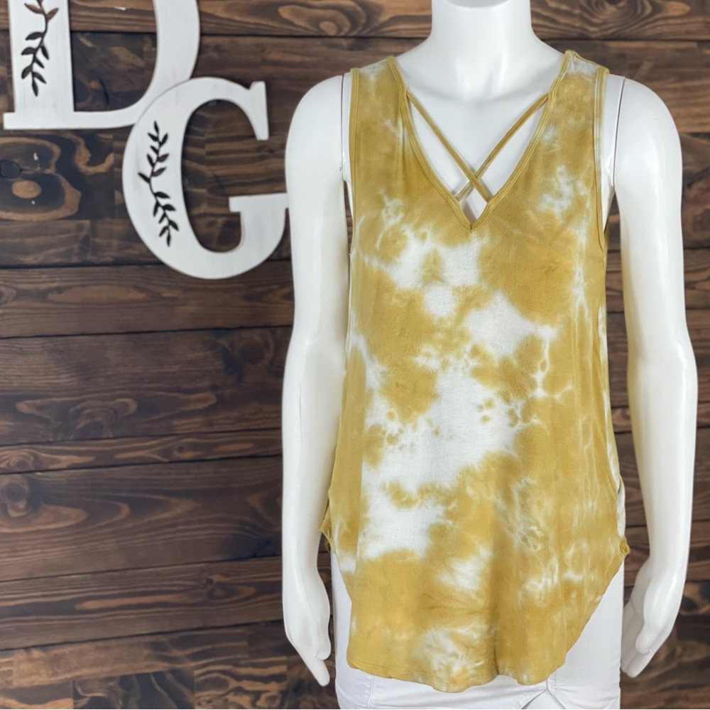 Olivia Sky | Tye Die Criss Cross‎ Strappy V-Neck Sleeveless Tunic Top Open Back